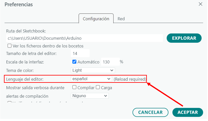 Cambiar idioma de IDE Arduino